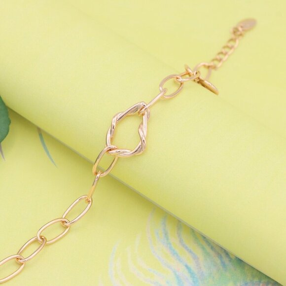 "Chunky Twisted Chain Rose Gold Bracelet with Adjustable Length, XPBL1141 - Picture 1 of 12